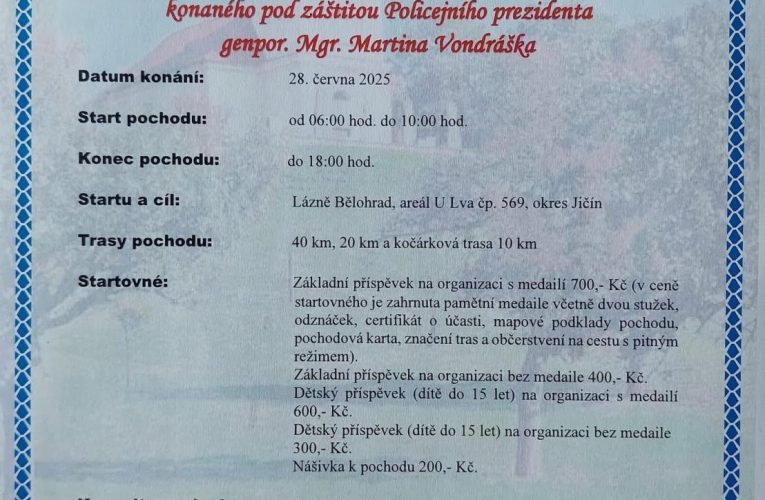 Pozvánka na 2. ročník policejního pochodu Lázně Bělohrad