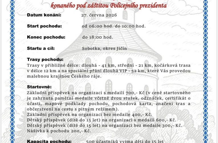 Policejní pochod Sobotka 2026 – Pomáháme těm, kteří pomáhají nám